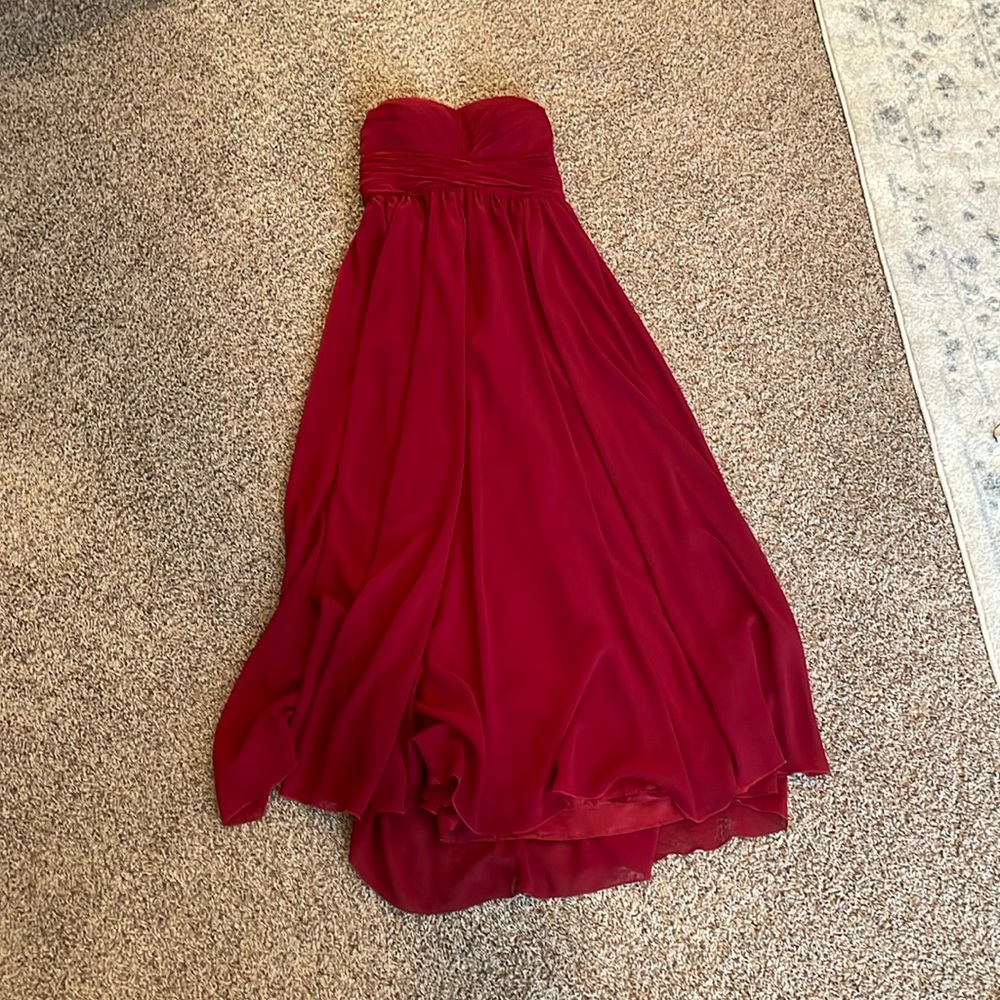 Red Strapless Bridesmaid Dress